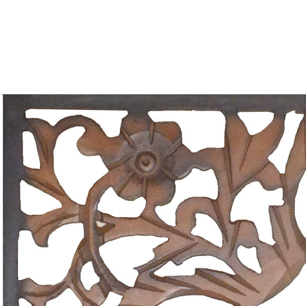 Burnt Black Mango Wood Floral Carved Wall Panel, 20" x 72"