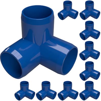1/2 in. Furniture Grade PVC 3-Way Elbow in Blue (10-Pack)