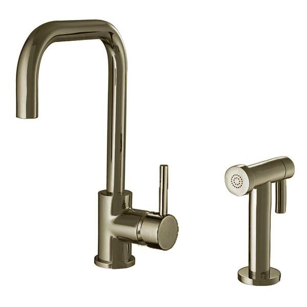 Whitehaus Collection Jem Collection Single-Handle Side Sprayer Kitchen Faucet in Brushed Nickel