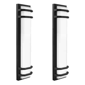 23.62 in Black Outdoor LED Wall Sconce Light Fixture 3CCT 3000K-5000K 20-Watt ETL Listed IP65 Waterproof (2-Pack)