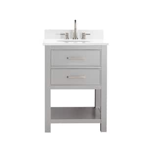 Brooks 25 in. W x 22 in. D Bath Vanity in Chilled Gray with Engineered Stone Vanity Top in White with White Basin