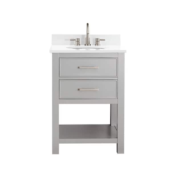 Avanity Brooks 25 in. W x 22 in. D Bath Vanity in Chilled Gray with Engineered Stone Vanity Top in White with White Basin