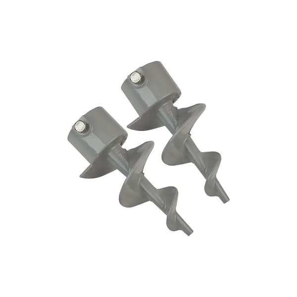8 in. Long Gray Polyester Powder Coated Cast Steel Auger Foot for Dock Post Pipes in Boat Dock Systems, 2-Pack