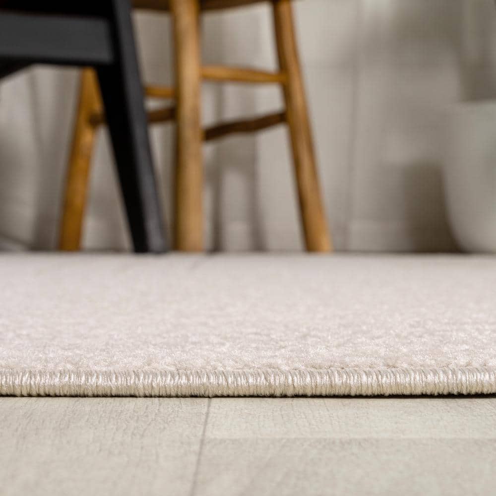 Scandi-Inspired Minimalist Ivory Geometric 8' x 10' Synthetic Rug