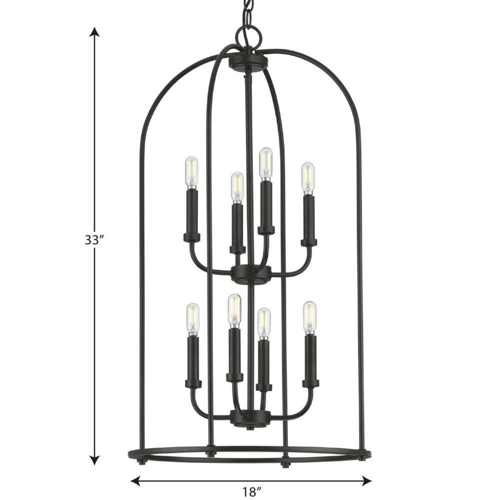 Leyden Matte Black 8-Light Farmhouse Foyer Pendant