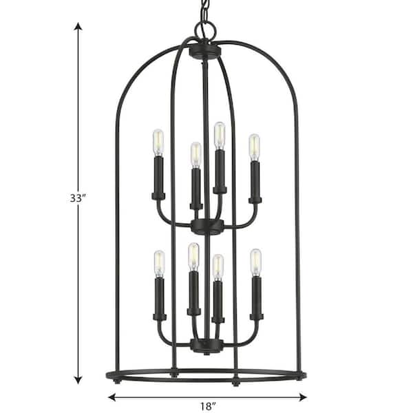Leyden Collection 8-Light Matte Black Farmhouse Foyer Pendant Light