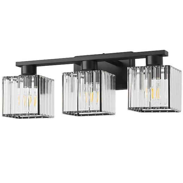 Deyidn Modern Luxury 21 in. 3-Light Black Bathroom Vanity Light with ...