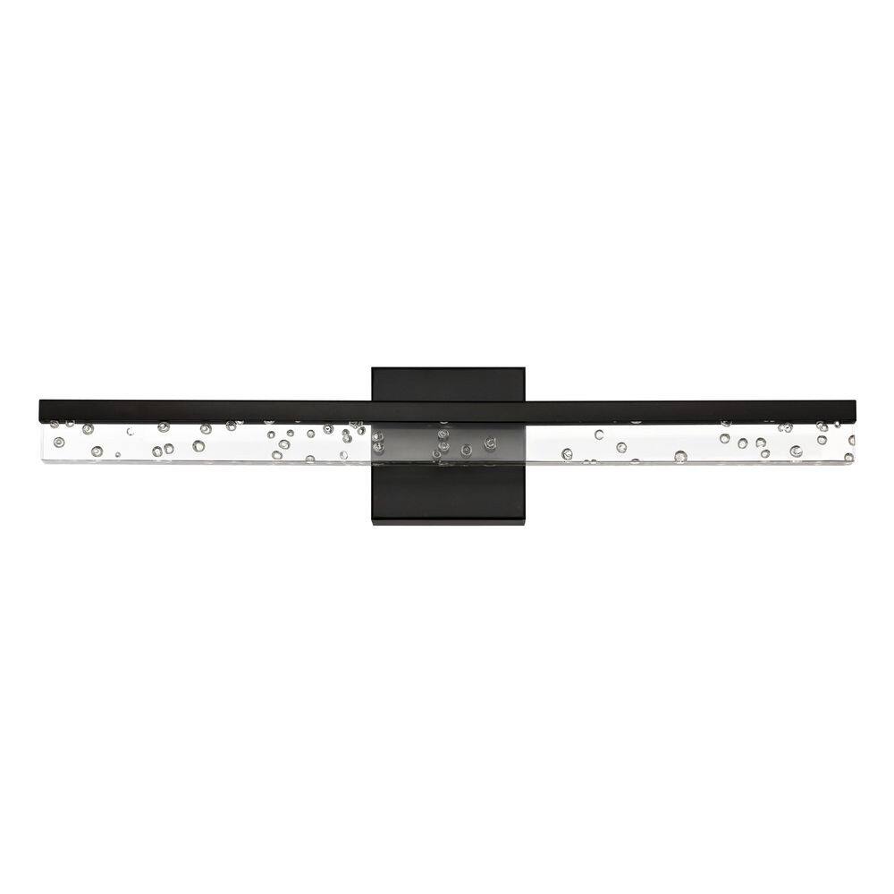 Mario 22" Black Iron LED Vanity Light with Seeded Acrylic Shade