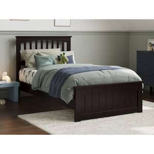 Becket Espresso Black Solid Wood Frame Twin Low Profile Platform Bed with Matching Footboard