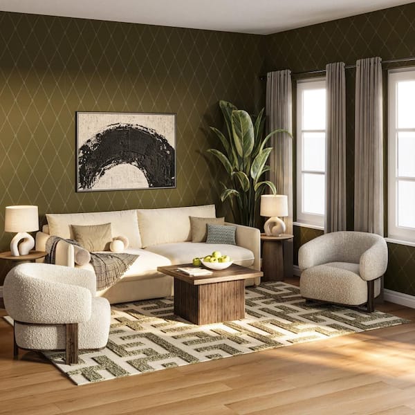 Carmeon Hamilton x Rugs Riel Bohemian Geometric Wool Green 8 ft. x 10 ft. Indoor Area Rug