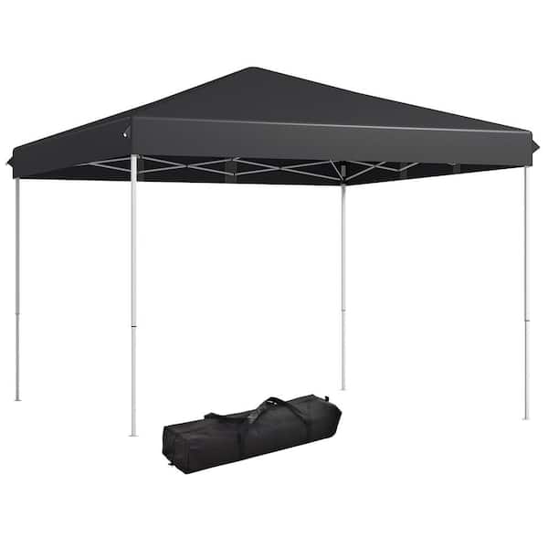 Outsunny 13 ft. x 13 ft. Gray Pop Up Canopy Height Adjustable with Wheeled Carry Bag