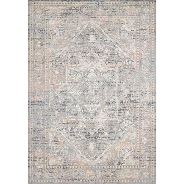 LOLOI II Lucia Grey/Sunset 9 ft. 3 in. x 13 ft. 3 in. Transitional Polypropylene/Polyester Pile Area Rug