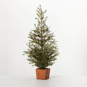 35 in. Artificial Potted Cedar Pinecone Christmas Tree