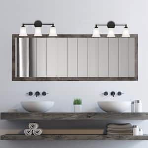 Bronson 23 in. 3-Light Matte Black Vanity with Etched Glass Shades