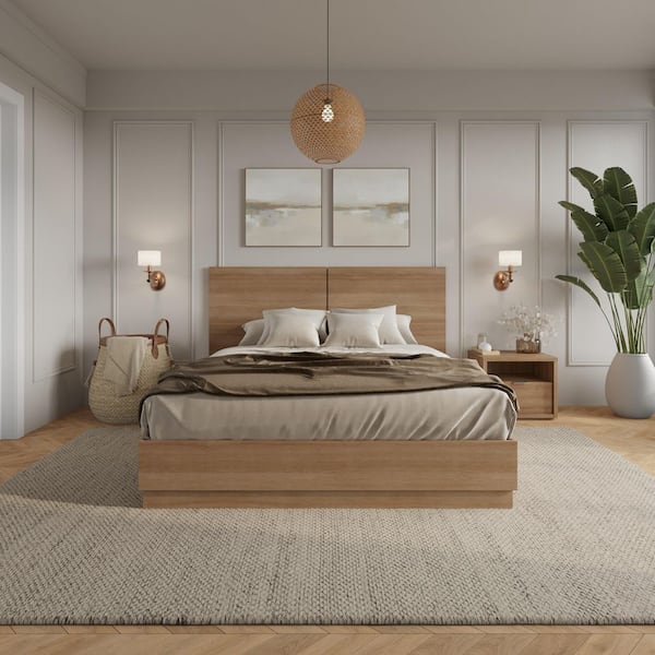 Nexera Dean 3-Piece Brown Oak Composite Queen Size Bedroom Set