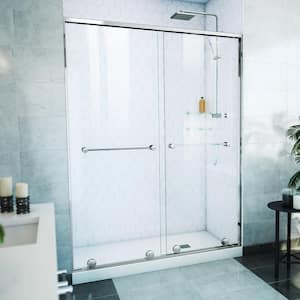 Harmony 60 in. W x 76 in. H Sliding Semi Frameless Shower Door in Chrome with Clear Glass