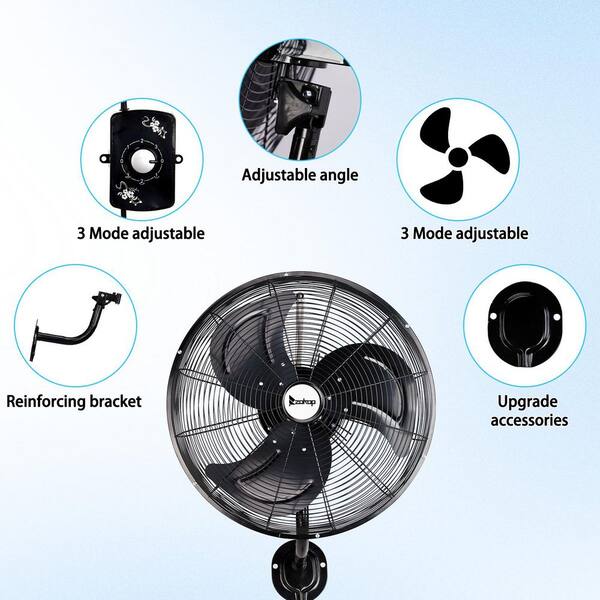 Karl home 18 in. 3-Speed Black Indoor/Outdoor Wall Mount Fan
