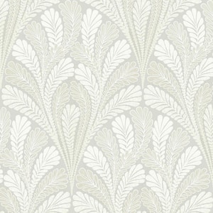 56 sq ft. Gray Shell Damask Pre-Pasted Wallpaper