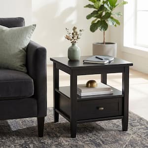 Warm Shaker 20 in. Wide Rectangle Solid Wood End Table in Black