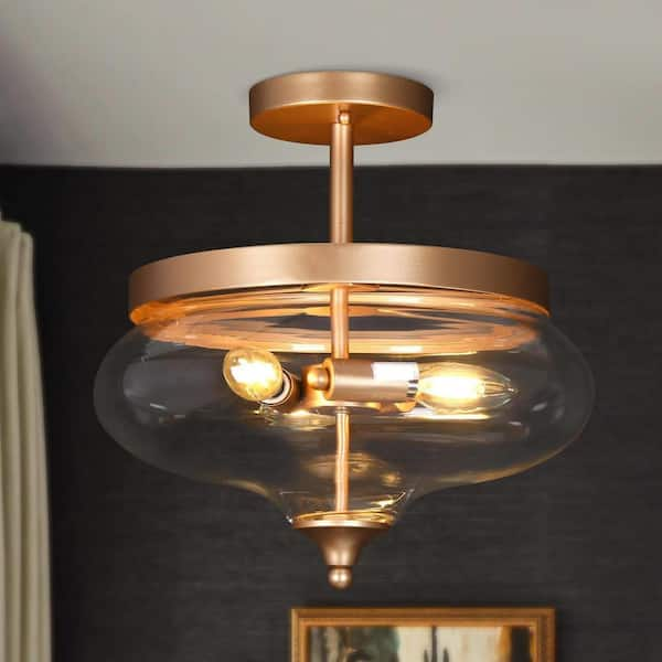 Modern Mid-Century Gold Clear Glass Ceiling Lights on sale Brass 14