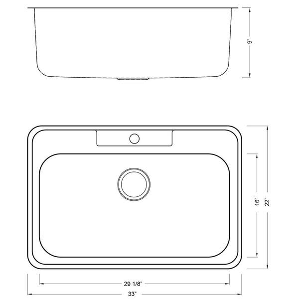 eModernDecor Drop-in Top Mount 16-Gauge Stainless Steel 23-1/2 in. x 18 in.  x 12 in. Single Bowl Kitchen Sink R2318T - The Home Depot