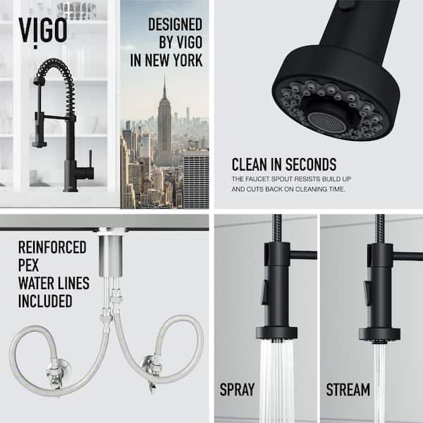 Edison Single-Handle Pull-Down Sprayer Kitchen Faucet with Deck Plate in Matte Black Edison Single-Handle Pull-Down Sprayer Kitchen Faucet with Deck Plate in Matte Black