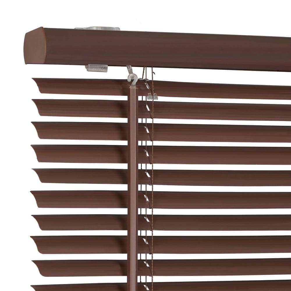 Mahogany Cordless Vinyl Room Darkening Mini Blinds, 27" x 64"