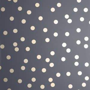 Dotty Charcoal Metallic Flat Paper Wet Removable Wallpaper