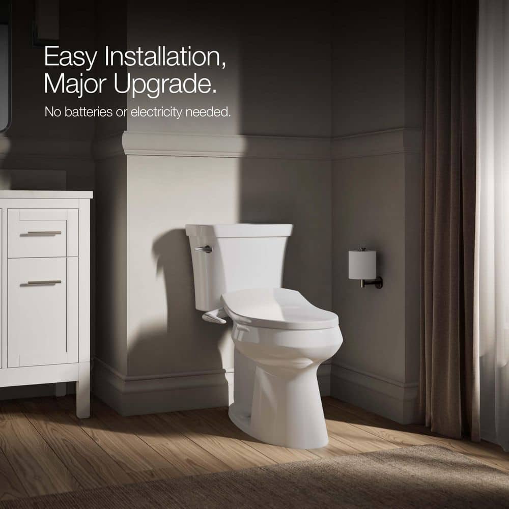White Elongated Manual Bidet Toilet Seat with Adjustable Spray