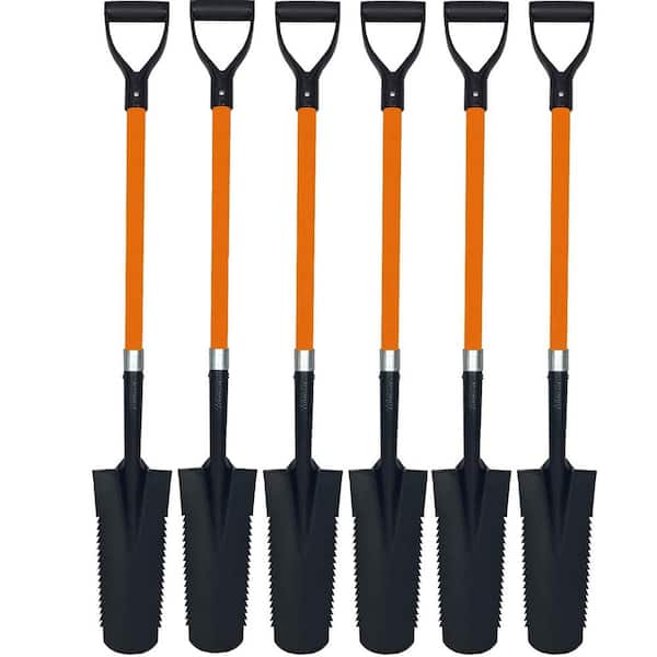 Drain Spade Teeth Multi-purpose Ashman Metal Blade Shovel 48 in. Durable Handle Length Fiberglass Rubber Grip (6-Pack)