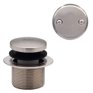 1-1/2 in. Tip-Toe Bathtub Drain Trim with Two-Hole Overflow Faceplate, Satin Nickel