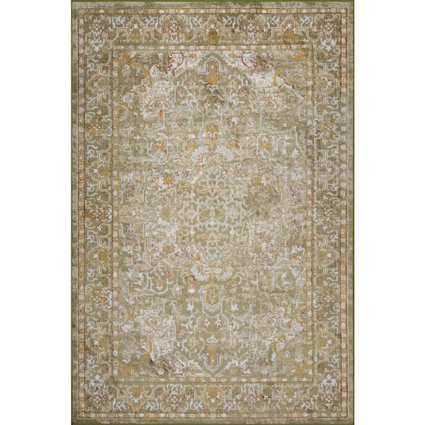 Cady Spin Clean Machine Washable Transitional Area Green 8 ft. x 10 ft. Indoor Area Rug