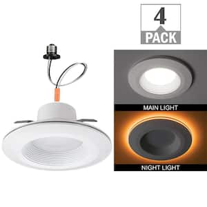 6 in. Selectable CCT Integrated LED Recessed Light Trim with Night Light Trim Feature 670 Lumens Dimmable (4-Pack)