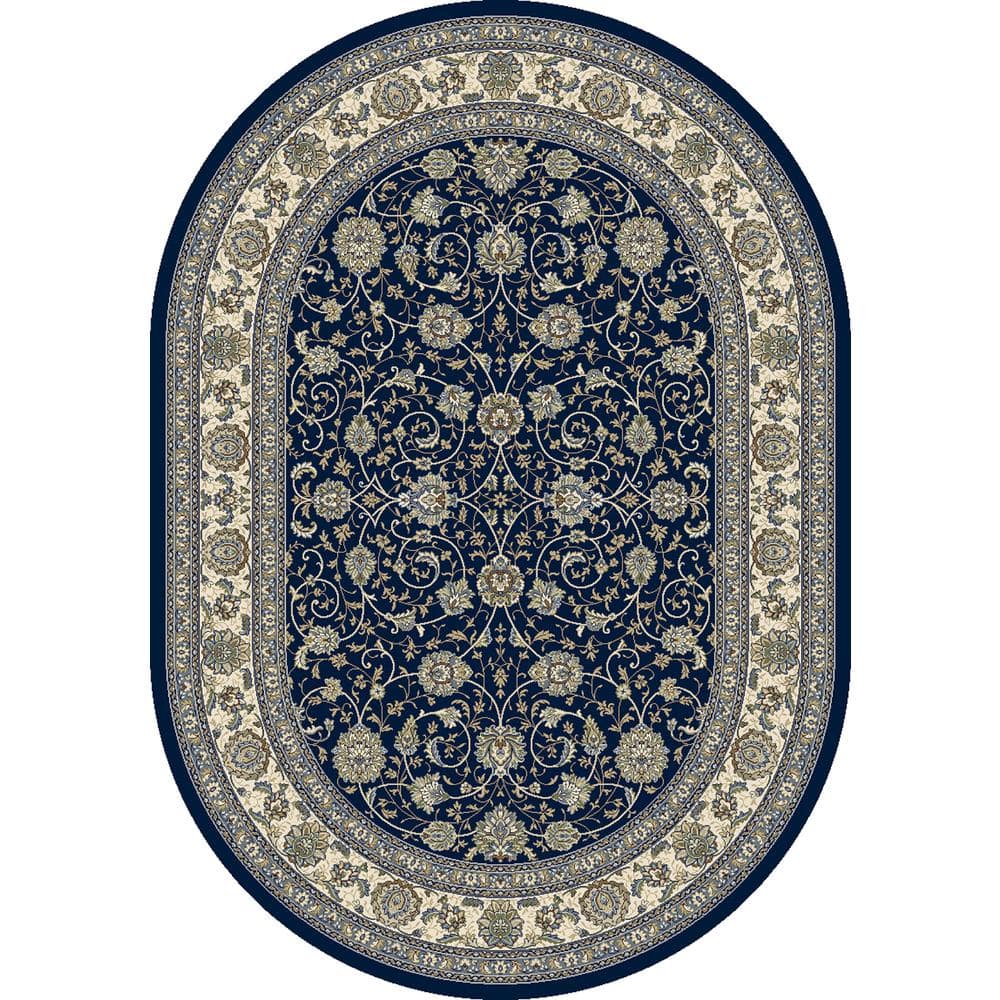 Dynamic Rugs Ancient Garden Navy 5 ft. x 8 ft. Oval Indoor Area Rug