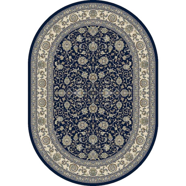 Dynamic Rugs Ancient Garden Navy 5 ft. x 8 ft. Oval Indoor Area Rug