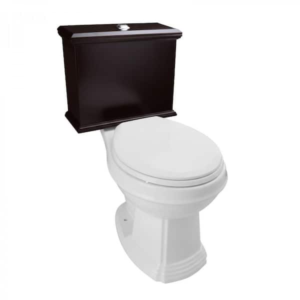 Low Tank 2-Piece Toilet 0.8/1.6 GPF Dual Flush with Cherry Flat Panel Tank Round White Bowl