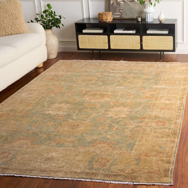 Oushak 6 ft. x 9 ft. Dark Green/Brown Oriental Area Rug