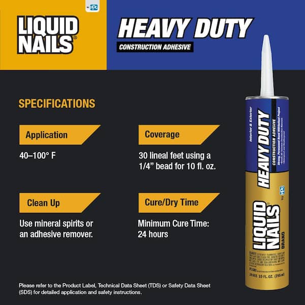 Liquid Nails 10 Oz. Heavy Duty Construction Adhesive-Ln-901 - The Home Depot Liquid Nails 10 Oz. Heavy Duty Construction Adhesive-Ln-901 - The Home Depot