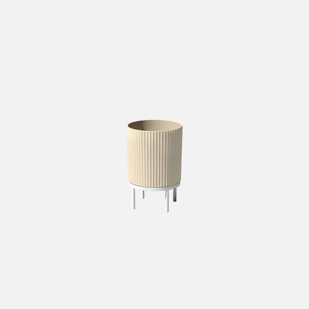 Demi Medium Sand Plastic Round Planter with White Stand and Drainage Holes (15 in. L x 15 in. W x 22 in. H) price history on PriceWatchPro