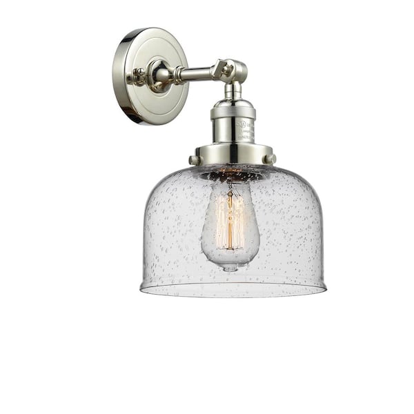 Bell 1-Light Seedy, Polished Nickel Wall Sconce with Clear Glass Shade