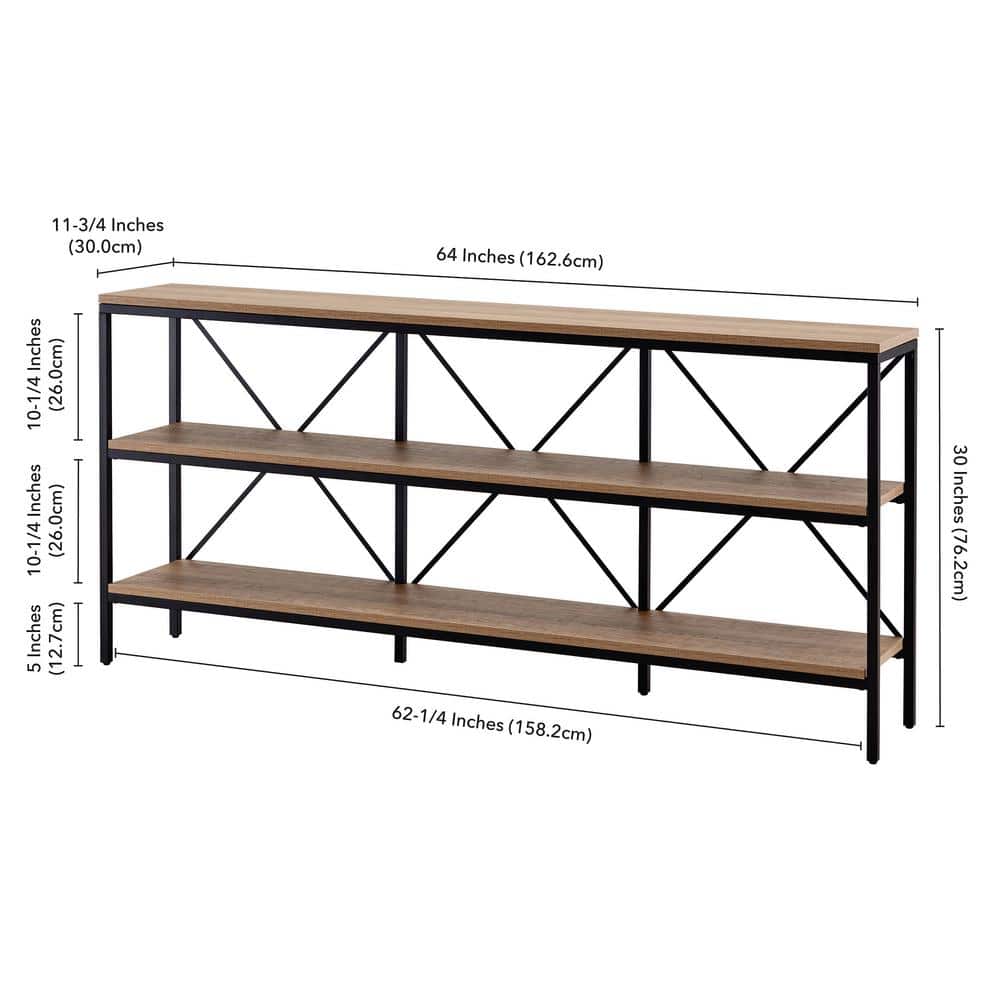 Industrial Farmhouse Blackened Bronze 64" Console Table with Storage