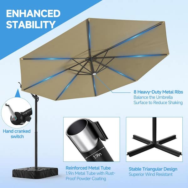 heavy-duty wind resistant cantilever patio umbrella Best Choice Products 330lb Capacity Fillable Outdoor Base w/ Easy-Fill Spouts which can easily remove dust and stains with just a wipe 10FT Cantilever Patio Umbrella with