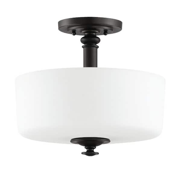 Bristol 13 in. 2-Light Black Copper Transitional Semi-Flush