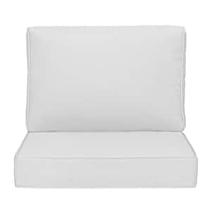 Outdoor Chair Cushions 2-Piece 22x24+18x23In.Deep Seat and Backrest Cushion Set for Patio Furniture in White