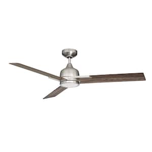 TRITON 52 in. Integrated LED Indoor Nickel Ceiling Fan with White Polycarbonate (PC) Plastic Shade