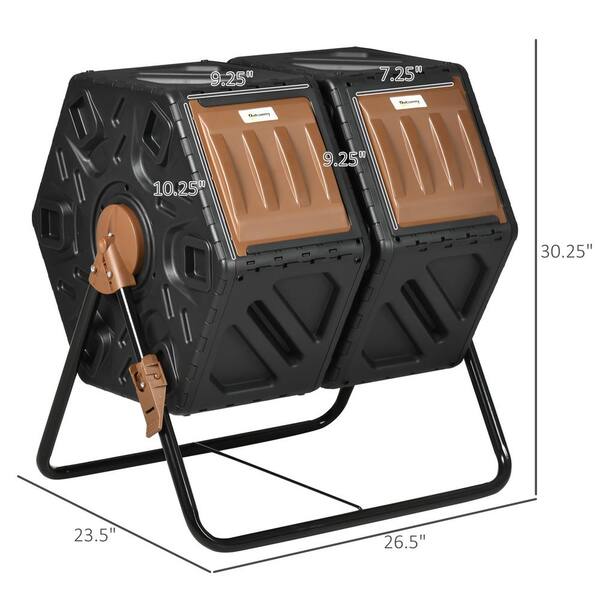 Zeus & Ruta Black and Brown 34.5 Gal. Tumbling Compost Bin Outdoor