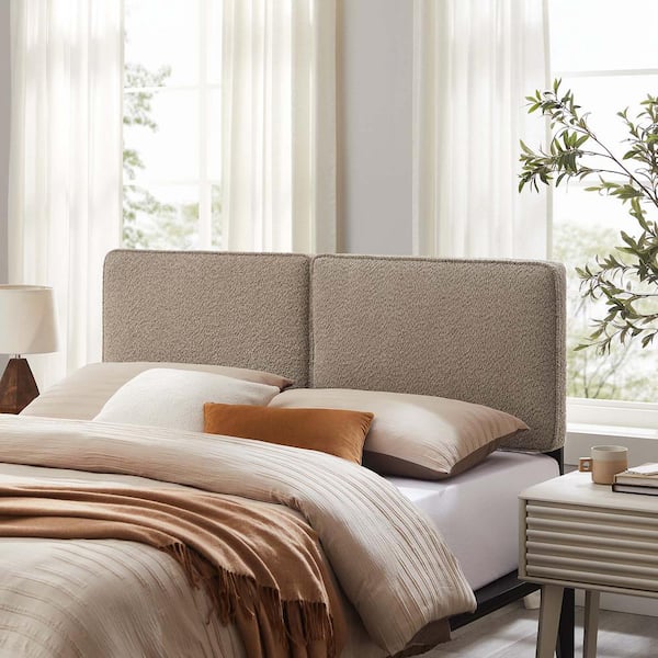 Lindee Oatmeal King Headboard Boucle Fabric