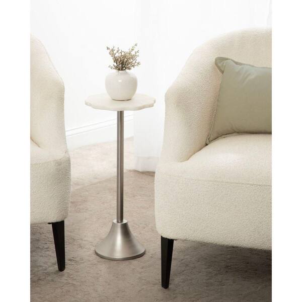 Kate and Laurel Sanzo 10 in. Silver Scalloped Marble End