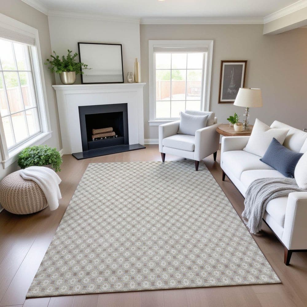 Mayfield Premium Machine Washable Abstract AMF1428 Beige 3 ft. x 4 ft. Area Rug price history on PriceWatchPro
