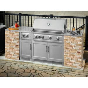 Signature Series 118.16 in. x 25.5 in. x 57.5 in. 9-Piece Outdoor Kitchen Cabinet Set with Liquid Propane 33 in. Grill